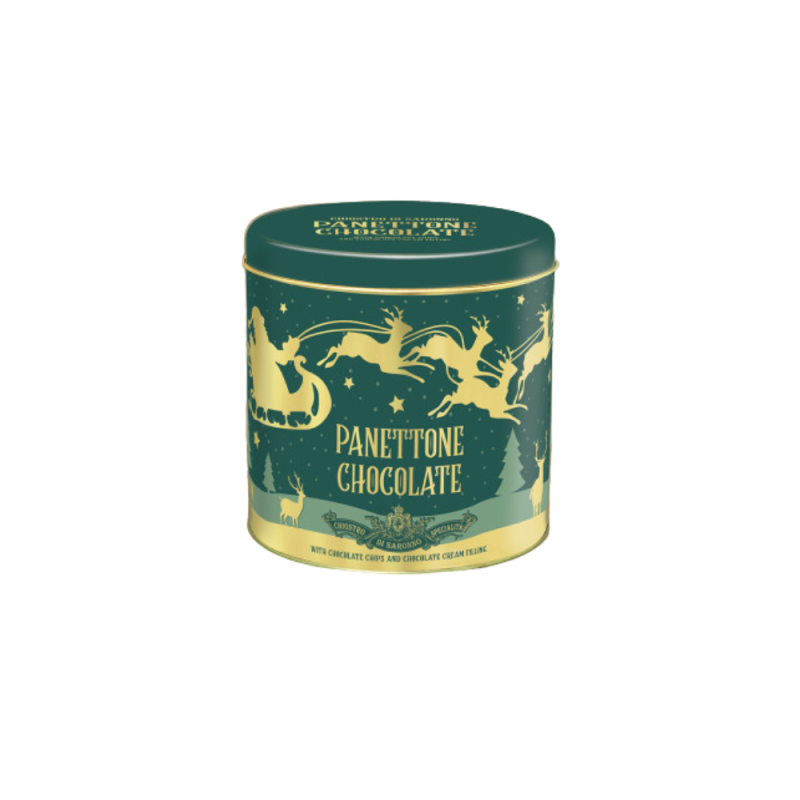 Panetonne Chocolate Metal Tin Golden Reindeer 朱古力聖誕麵包(金色馴鹿鐵盒裝) Chiostro Dissarono